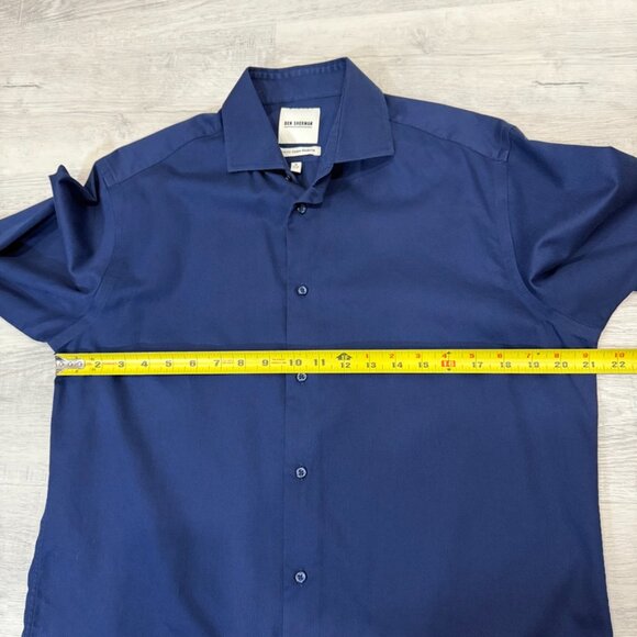 Ben Sherman Slim Fit Navy Blue Casual Button Down Shirt Neck 16 Size L - Picture 7 of 15